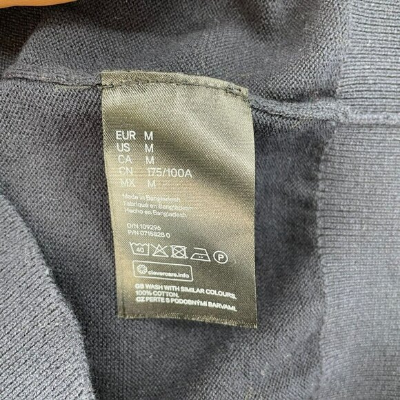 H&M Sweater Men's Sz M Blue Regular Fit Knitted Turtle Neck Ribbed Trim Pullover - Picture 8 of 9